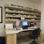 Rx drug shelves tilted medication storage shelving