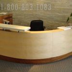 S shaped curved receptionist station desk real wood