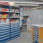 Service department cabinets shelving drawers parts storage