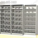 Shelves bi parting file system storage boxes rolling on shelving