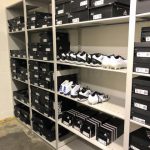 Shoe shelves football equipment room