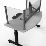 Sit stand desk shields sneeze guards mobile casters height adjustable