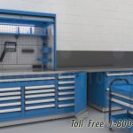 Sliding door technical workbenches locking cabinets
