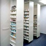 Sliding pharmacy storage shelves medication cabinets medical modular millwork furnishings tx ok ar ks tn