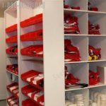 Small item football storage in bins and shelving