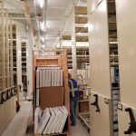 Space saving archival museum shelving storage