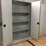Space saving archival shelving sliding museum storage