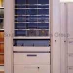 Space saving mixed media storage pivot spin cabinet