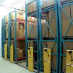 Spacesaver mechanical assist mobile bulk wide span shelving