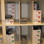 Sports gear shelving slots storage bins athletic racks
