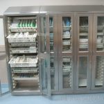 Stainless steel cabinet casework storage glass doors