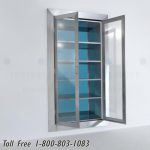 Stainless steel pass thru wall cabinet operating room sterile core spd supplies hospital surgery