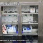 Stainless steel sloped top medical supply cabinet sterile core glass doors