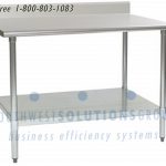 Stainless steel table bottom level flat top with back