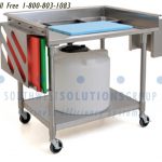 Stainless steel table cart fold down sides