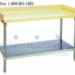Stainless steel table colored back and side piece bottom level