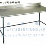 Stainless steel table open bottom with backsplash