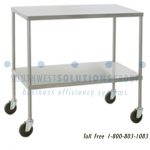 Stainless steel table wheels level below cart shelf below