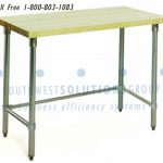 Stainless steel table wood top no level below