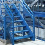 Stair access mezzanine structure warehouse storage