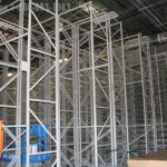 Standing frames high bay shelving library xtend university library storage cooperative