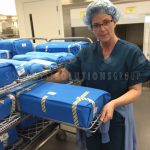 Sterile blue wrap surgical case storage racks no stacking