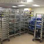 Sterile surgical kit pack storage on wire modular racks