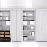 Storage cabinets integrated demountable partition walls