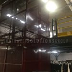 Storing equipment mezzanine work platform lifts