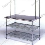 Table top metal work bench upper lower wire storage shelving