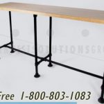 Tech lab pipe table butcher block top esd