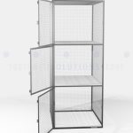 Three tier wire mesh storage lockers