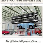 Tire storage lift system rack