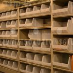 Tool crib parts storage system space saving racks cabinets wire reels