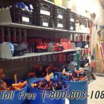 Tool storage crib equipment wall pegboard racks