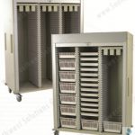 Triple column medical storage cart tambour door secure storage