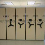 Turn handle shelving rolling compact high density storage racks