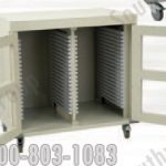 Two column short medical case cart wheeled cabinet medical product storage