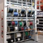 Vertical motorized wire reels storage racking carousel