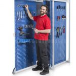 Vertical pegboard slider pull out panels