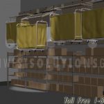 Wall mounted lifts storing laundry cart racks