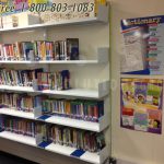Wall mounted without stanchions library books open stack