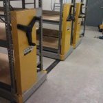 Warehouse high density rolling shelves
