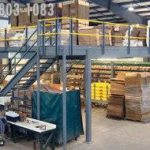 Warehouse storage uses mezzanine for second level storage