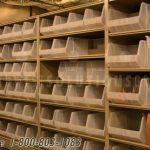 Wide shelves cabinets no stanchions racks industrial totes bins