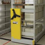 Wide span storage box shelving activrac 7m mechanical mobile