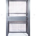 Wire mesh storage locker with shelves