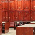 Wood benches shoe storage locker room country club