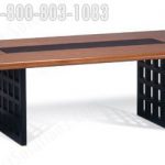 Wood conference room table leather insert metal legs