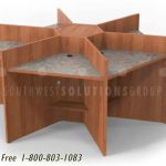 Wood library furniture study carrells round 6 units
